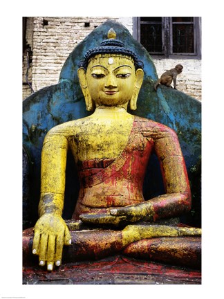 Framed Statue of Buddha, Kathmandu, Nepal Print