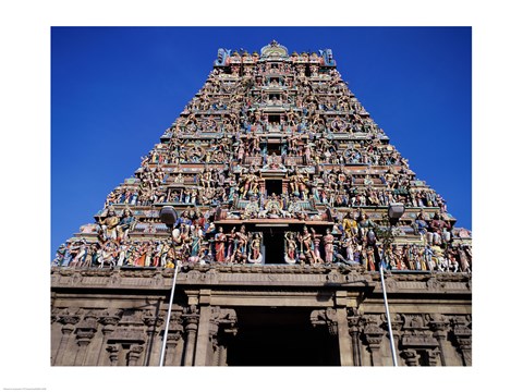 Framed Carving on Sri Meenakshi Hindu Temple, Chennai, Tamil Nadu, India Print