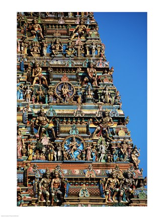 Framed Carvings on a temple, Sri Meenakshi Hindu Temple, Chennai, Tamil Nadu, India Print