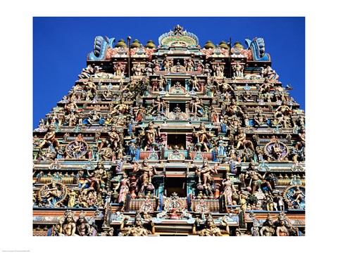 Framed Carving on Sri Meenakshi Hindu Temple, Chennai, India Print