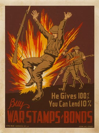 Framed War Stamps &amp; Bonds Print