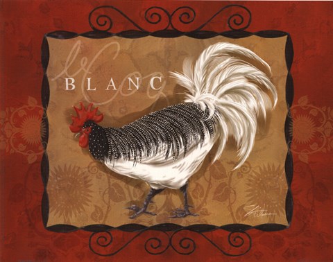 Framed Rooster Blanc Print