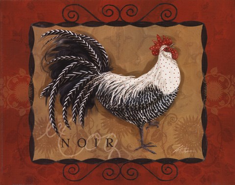 Framed Rooster Noir Print