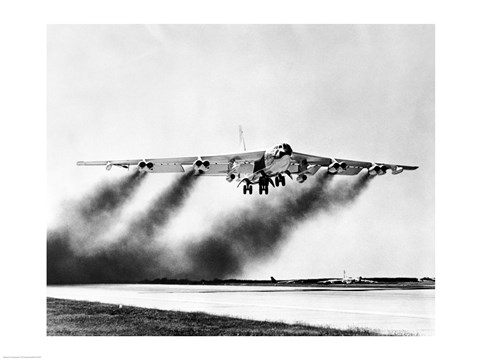 Framed Low angle view of a fighter plane taking off, B-52 Stratofortress Print