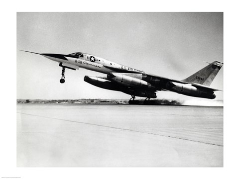 Framed Side profile of a bomber plane taking off, B-58 Hustler Print