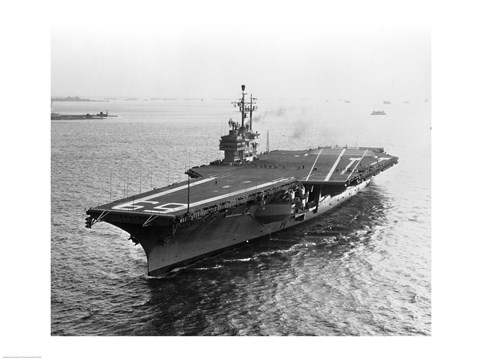 Framed High angle view of an aircraft carrier in the sea, USS Forrestal (CVA-59) Print