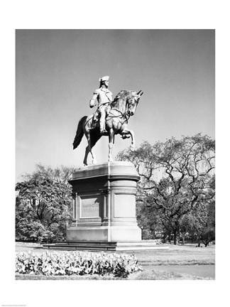 Framed Low angle view of a statue of George Washington, Boston Public Garden, Boston, Massachusetts, USA Print