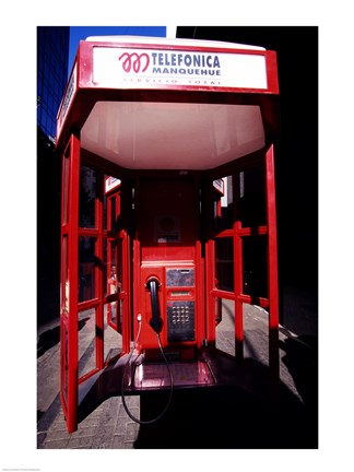 Framed Close-up of a telephone booth, Santiago, Chile Print