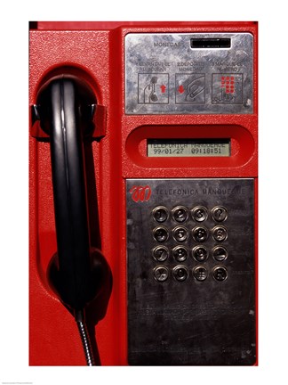 Framed Close-up of a pay phone Print