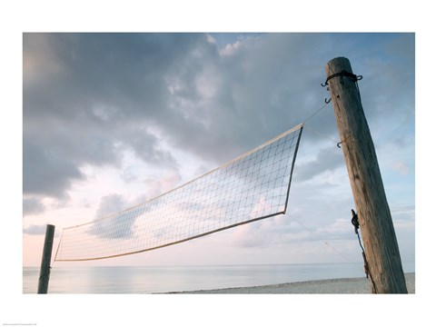 Framed Volleyball net on the beach Print