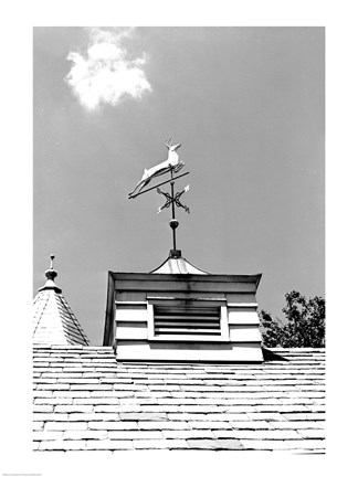Framed Weather Vane of Leaping Deer Print