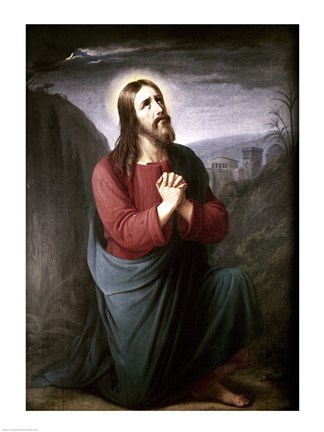 Framed Christ Praying in Gethsemane Christian Schleisner (1810-1882) Print