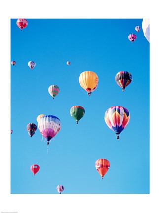 Framed Bunch of Hot Air Balloons in the Blue Sky Print