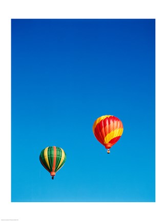 Framed Green and Red Hot Air Balloons Taking Off Print