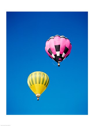 Framed Pink and a Yellow Hot Air Balloon Print