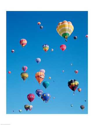 Framed Hot Air Balloons Flying in a Group Print