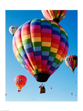Framed Gorgeous Rainbow Hot Air Balloon Print