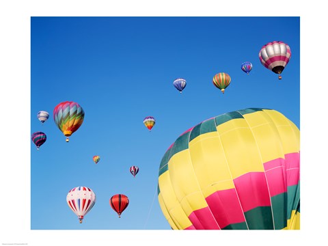 Framed View of Hot Air Balloons Flying into the Sky in New Mexico Print