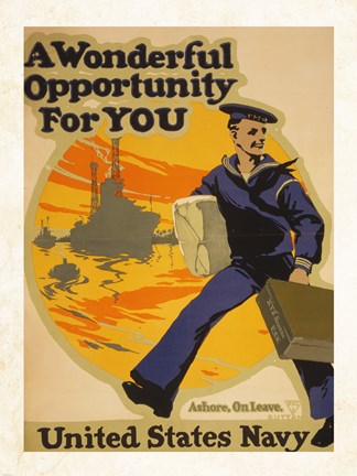 Framed Wonderful Opportunity for You United States Navy Print