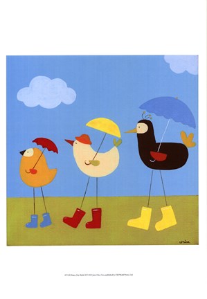 Framed Rainy Day Birds II Print