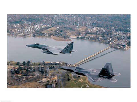 Framed F/A-22 Raptor F-15 Eagle US Air Force Virginia, USA Print