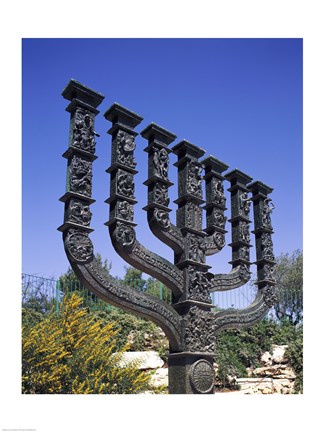 Framed Low angle view of a menorah, Knesset Menorah, Jerusalem, Israel Print