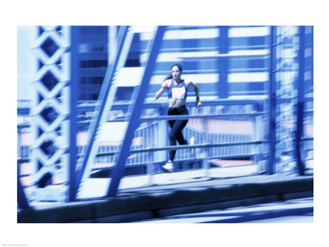 Framed Young woman running Print