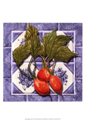 Framed Radishes Tile Print