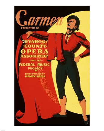 Framed Carmen Matador Playbill 1939 Print