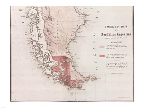 Framed Map of Argentina Print