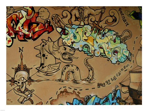 Framed Graffiti Skulls Print