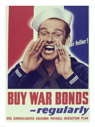 Framed Buy War Bonds Regularly Print