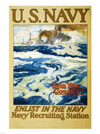 Framed Navy Recruiting Station Print