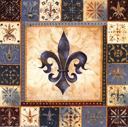 Framed Bleu Fleur De Lis I Print