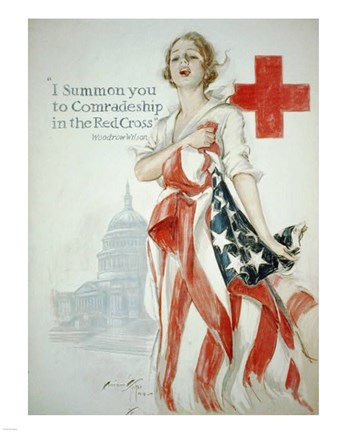 Framed Harrison Fisher WWI American Red Cross Poster Print