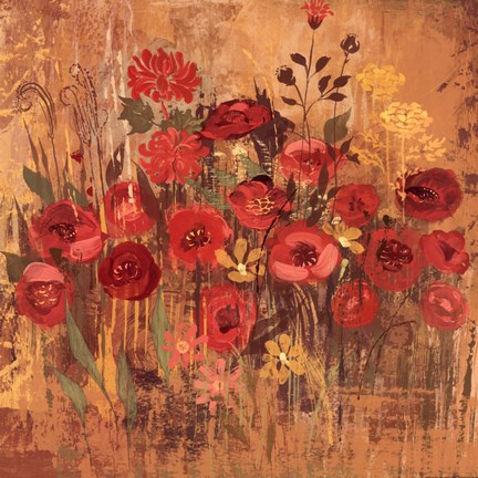 Framed Red Floral Frenzy II Print