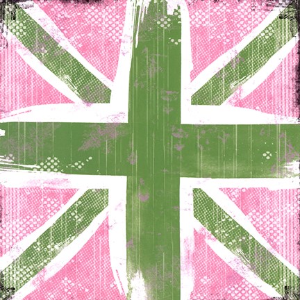 Framed Union Jack Pink And Green Print