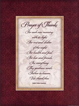 Framed Prayer of Thanks Print