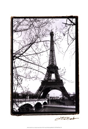 Framed Eiffel Tower Along the Seine River Print
