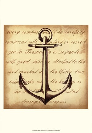 Framed Sepia Captain&#39;s Anchor Print
