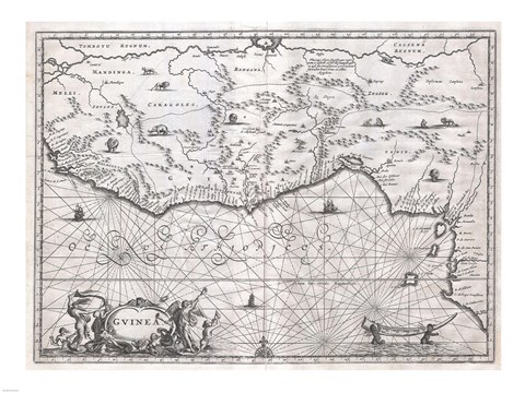 Framed 1670 Ogilby Map of West Africa Print