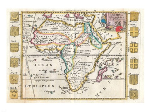 Framed 1710 De La Feuille Map of Africa Print