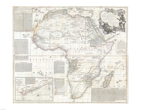 Framed 1794 Boulton and Anville Wall Map of Africa Print
