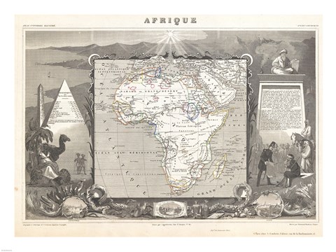 Framed 1847 Levasseur Map of Africa Print
