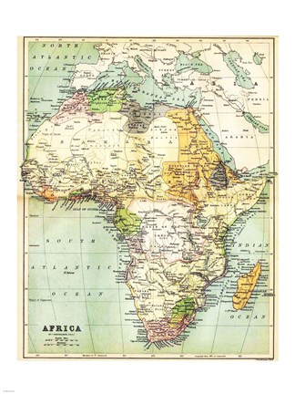 Framed Map of Africa 1885 Print
