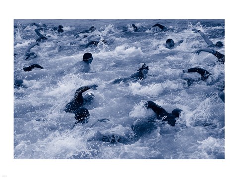 Framed US Navy Swimming Race Print