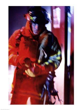 Framed Firefighter at work Print