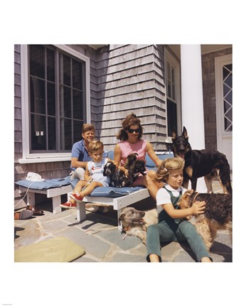 Framed Photograph of Kennedy Family with Dogs During a Weekend at Hyannisport Print