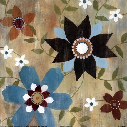 Framed Robin's Garden I Print