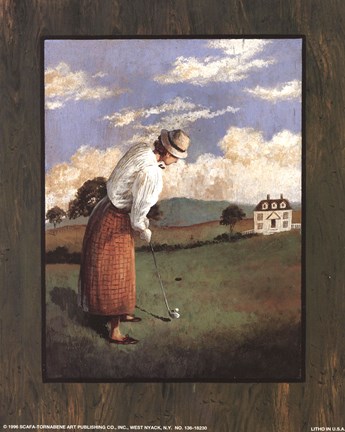 Framed Victorian Golfer - Woman Print